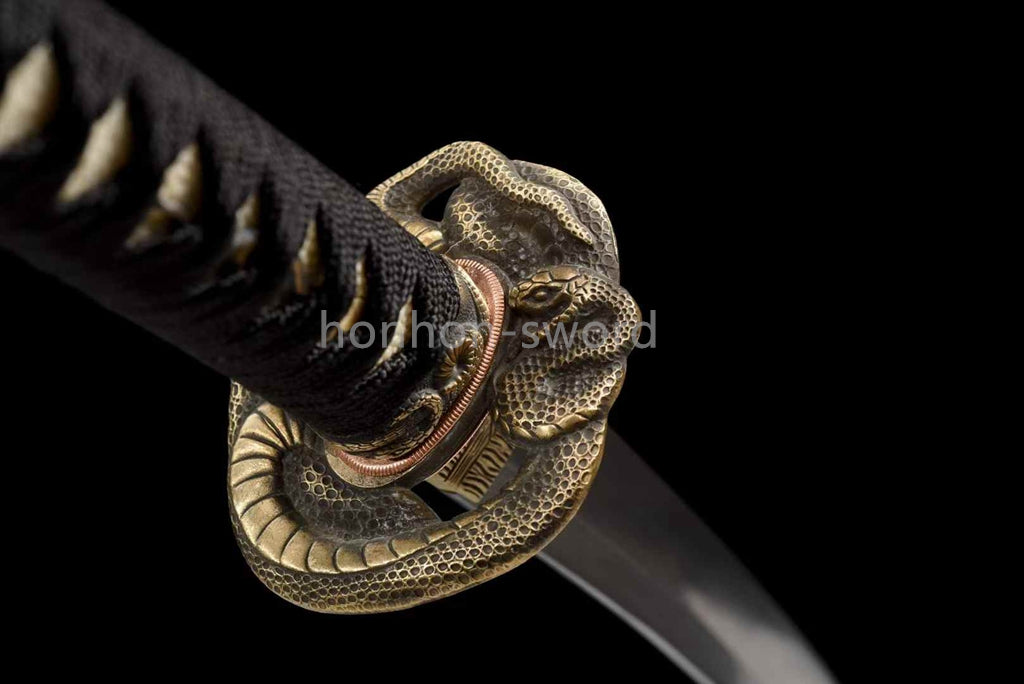 Épée de samouraï japonaise en acier plié noir, katana, lame tranchante faite à la main, noire 