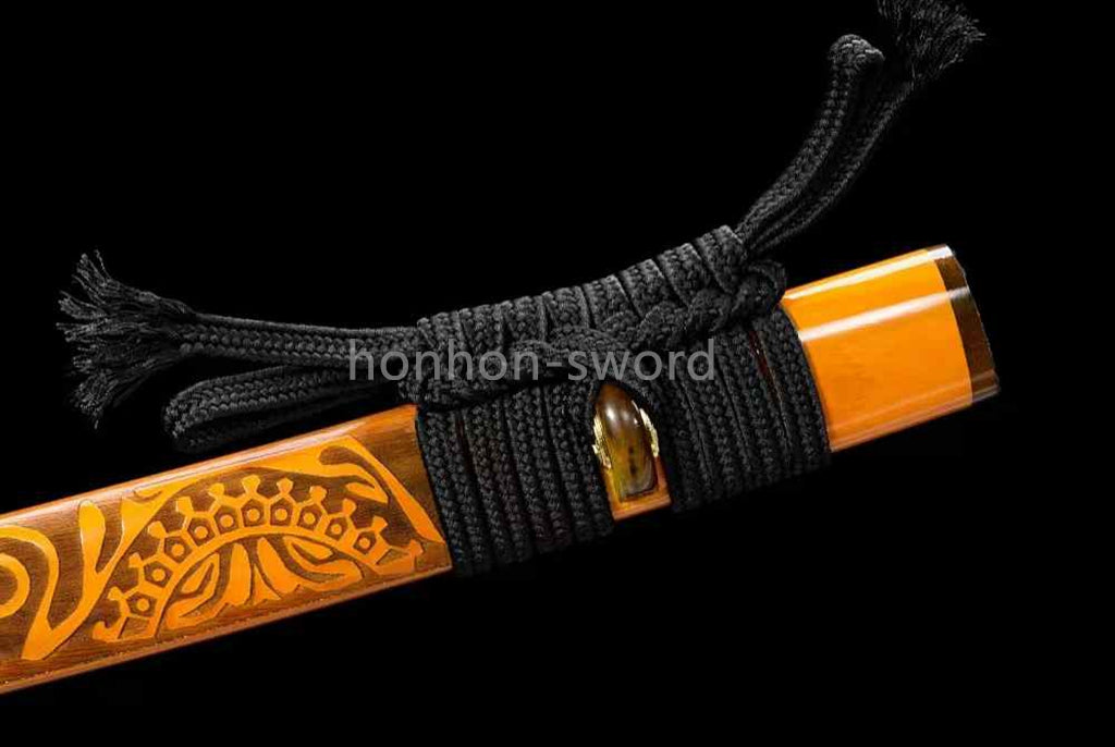 Épée de samouraï japonaise en acier plié noir, katana, lame tranchante faite à la main, noire 