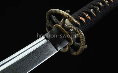 Épée de samouraï japonaise en acier plié noir, katana, lame tranchante faite à la main, noire 