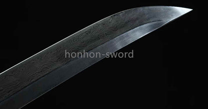 Épée de samouraï japonaise en acier plié noir, katana, lame tranchante faite à la main, noire 