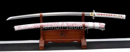 Épée de samouraï japonaise en acier plié noir, katana, lame tranchante faite à la main, noire 