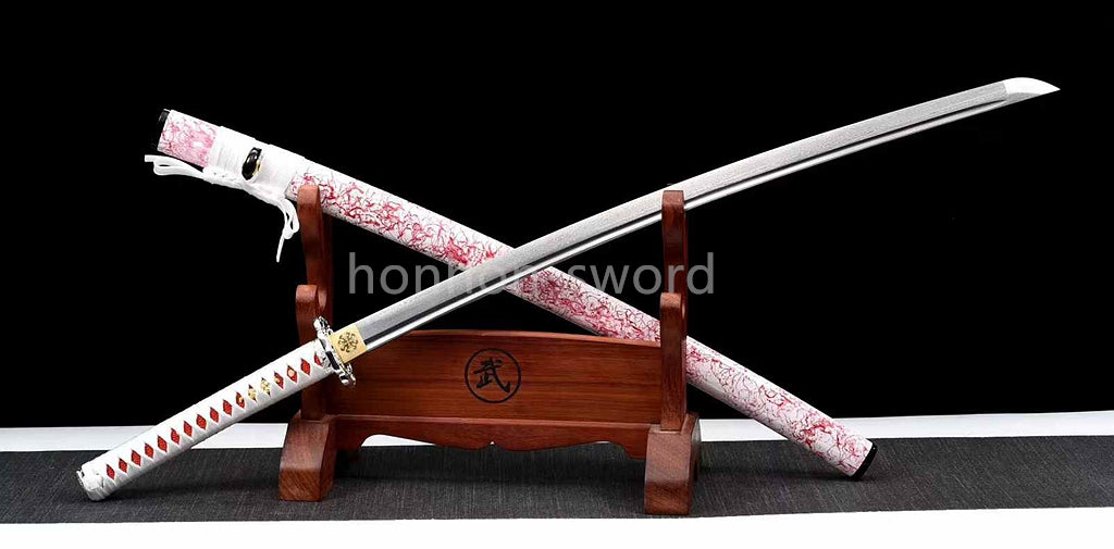 Épée de samouraï japonaise en acier plié noir, katana, lame tranchante faite à la main, noire 