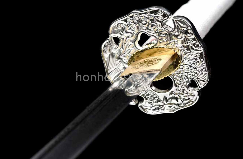 Épée de samouraï japonaise en acier plié noir, katana, lame tranchante faite à la main, noire 