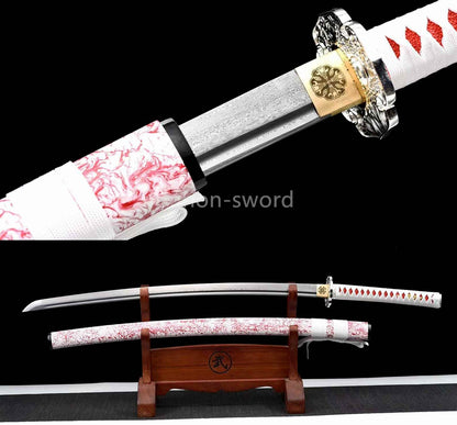 Épée de samouraï japonaise en acier plié noir, katana, lame tranchante faite à la main, noire 