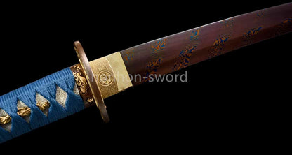 Twisted Pattern Damascus Folded Steel Tanto Japanese Samurai Sword Full Tang
