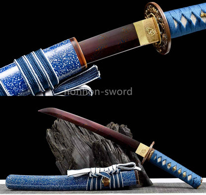 Twisted Pattern Damascus Folded Steel Tanto Japanese Samurai Sword Full Tang