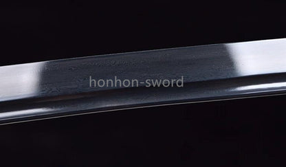 Japanisches Samurai-Schwert Katana aus schwarzem gefaltetem Stahl, Full Tang, handgefertigt, scharfe Klinge, schwarz 