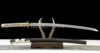 Épée de samouraï japonaise en acier plié noir, katana, lame tranchante faite à la main, noire 