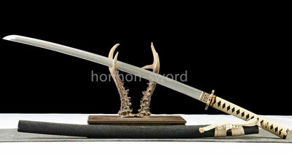 Épée de samouraï japonaise en acier plié noir, katana, lame tranchante faite à la main, noire 