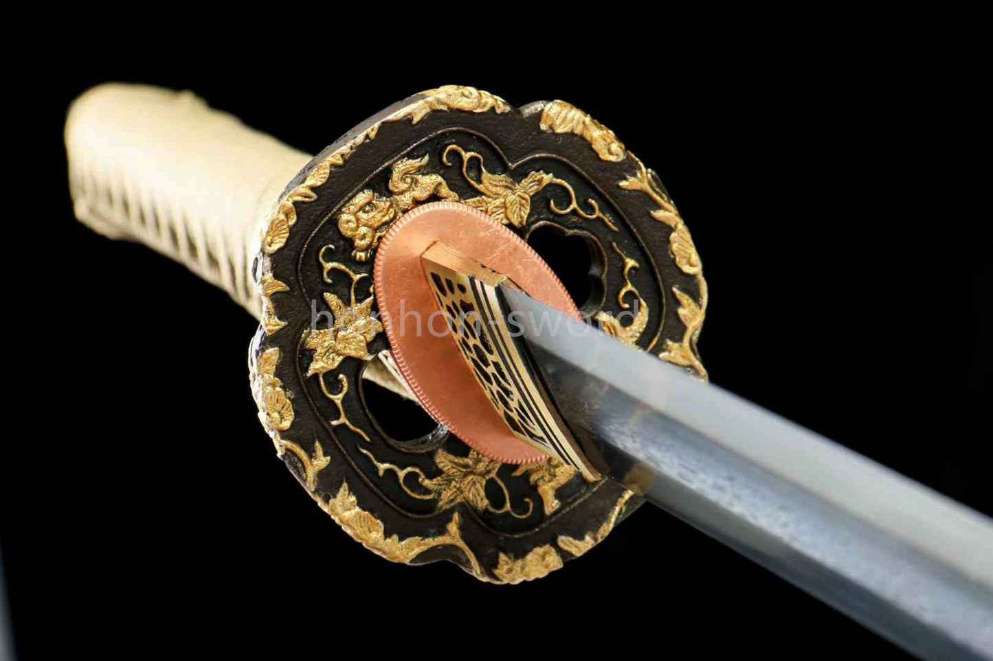 Épée de samouraï japonaise en acier plié noir, katana, lame tranchante faite à la main, noire 