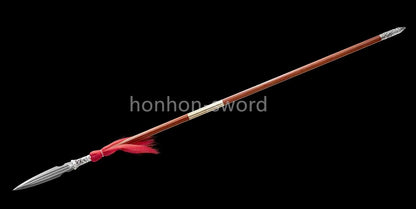 96" Folded Steel Spear Chinese Weapon Hardwood Shaft
