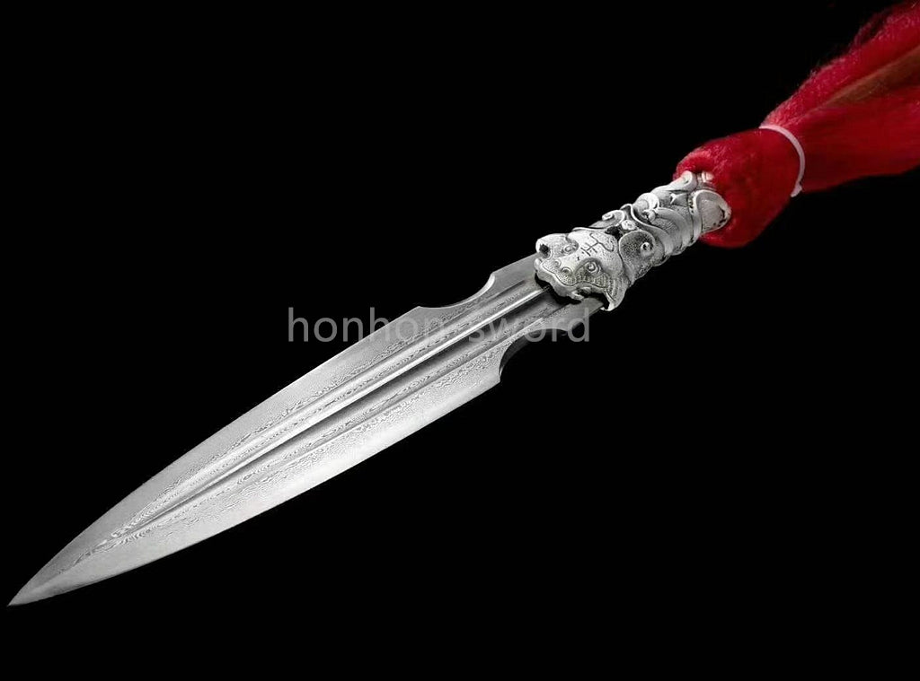 96" Folded Steel Spear Chinese Weapon Hardwood Shaft