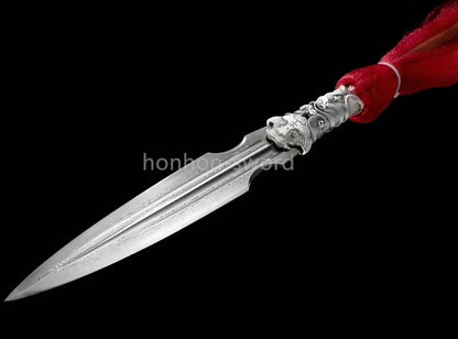 96" Folded Steel Spear Chinese Weapon Hardwood Shaft