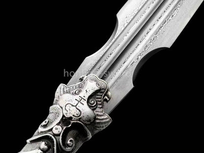 96" Folded Steel Spear Chinese Weapon Hardwood Shaft