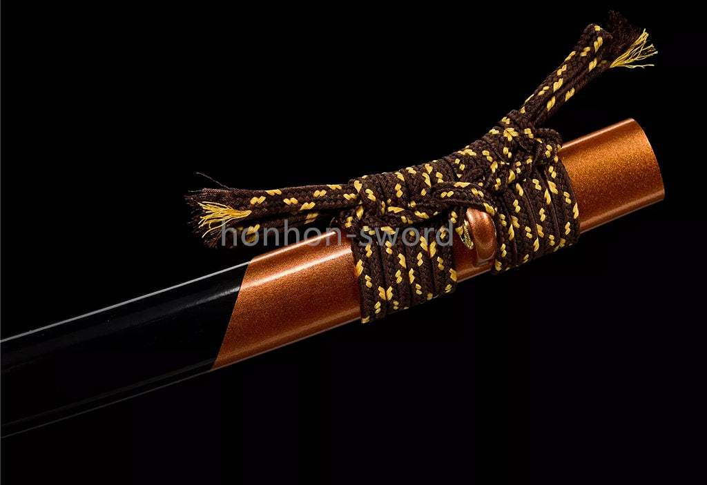 Épée de samouraï japonaise en acier plié noir, katana, lame tranchante faite à la main, noire 