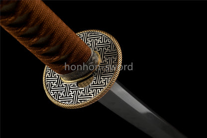 Épée de samouraï japonaise en acier plié noir, katana, lame tranchante faite à la main, noire 