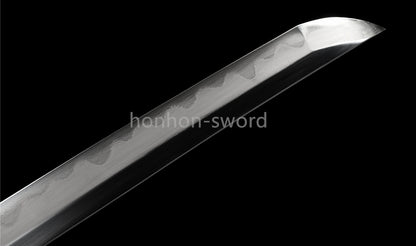 Épée de samouraï japonaise en acier plié noir, katana, lame tranchante faite à la main, noire 