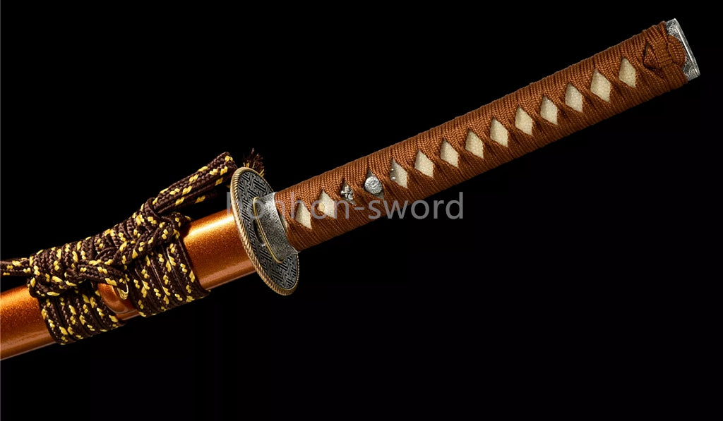 Épée de samouraï japonaise en acier plié noir, katana, lame tranchante faite à la main, noire 
