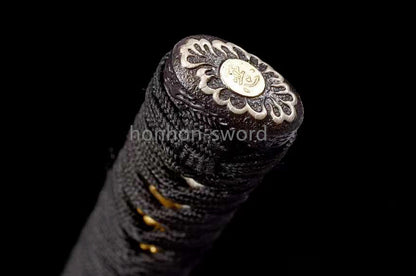 Épée de samouraï japonaise en acier plié noir, katana, lame tranchante faite à la main, noire 