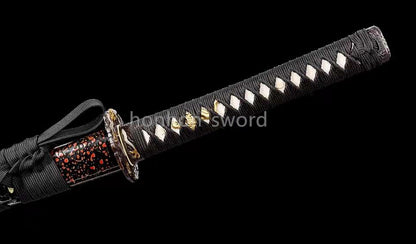 Épée de samouraï japonaise en acier plié noir, katana, lame tranchante faite à la main, noire 