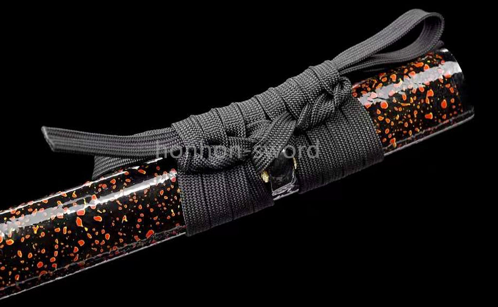 Épée de samouraï japonaise en acier plié noir, katana, lame tranchante faite à la main, noire 