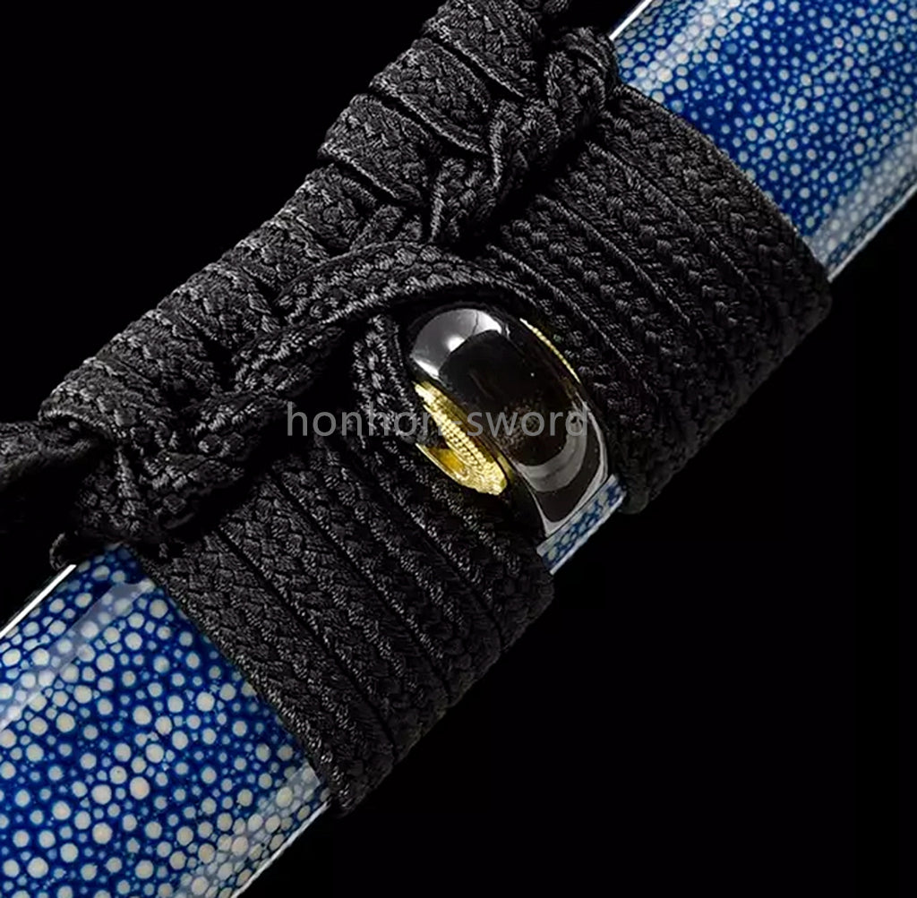 Épée de samouraï japonaise en acier plié noir, katana, lame tranchante faite à la main, noire 