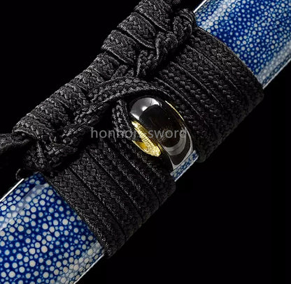 Épée de samouraï japonaise en acier plié noir, katana, lame tranchante faite à la main, noire 