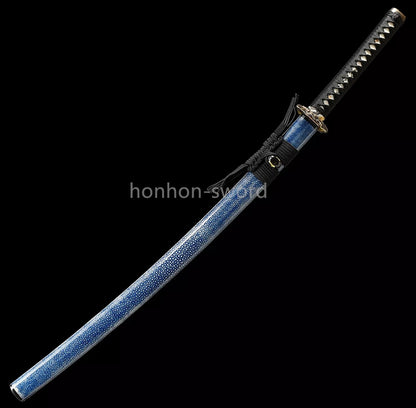 Épée de samouraï japonaise en acier plié noir, katana, lame tranchante faite à la main, noire 