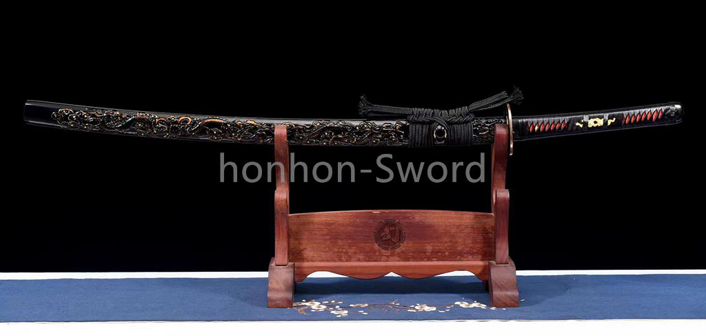 Folded Steel Japanese Katana Circle Pattern Blade Alloy Tsuba Sword Full Tang