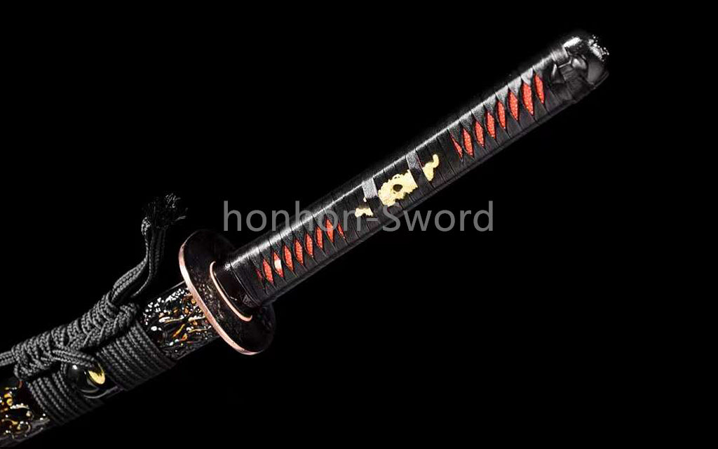 Folded Steel Japanese Katana Circle Pattern Blade Alloy Tsuba Sword Full Tang