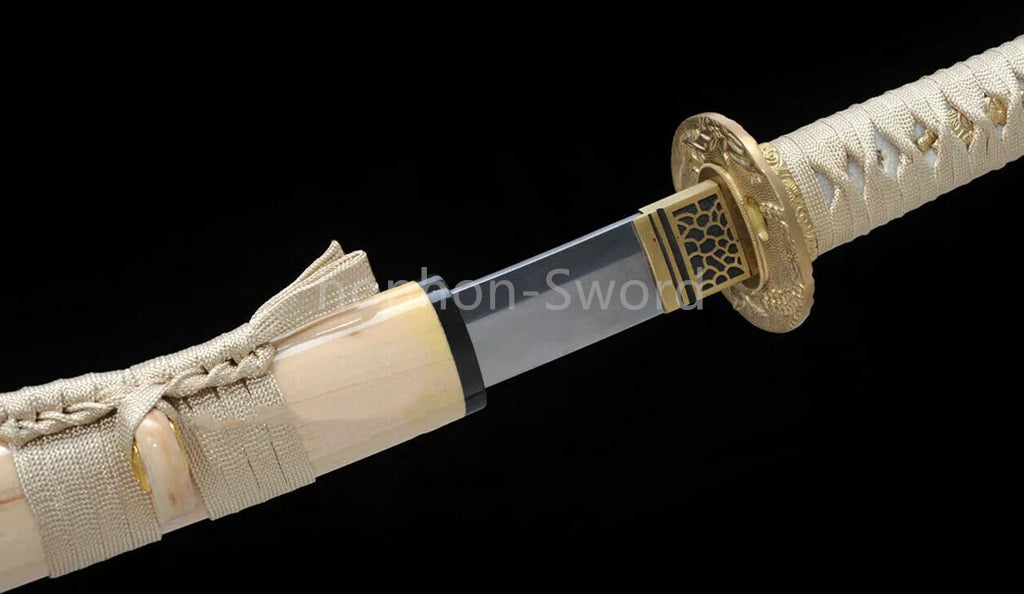 Épée de samouraï japonaise en acier plié noir, katana, lame tranchante faite à la main, noire 