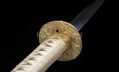 Épée de samouraï japonaise en acier plié noir, katana, lame tranchante faite à la main, noire 