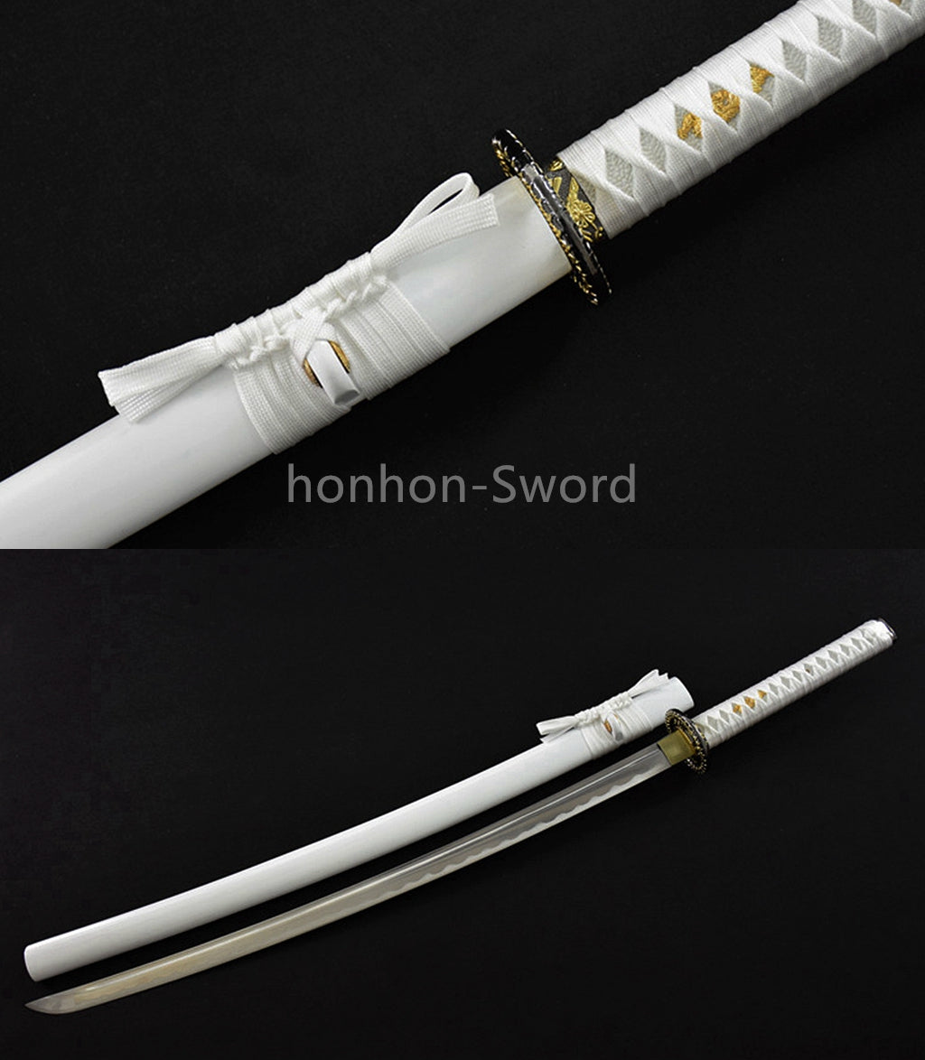Katana à lame bleue en acier à haute teneur en carbone 1095, épée de samouraï japonais, épée complète noire 