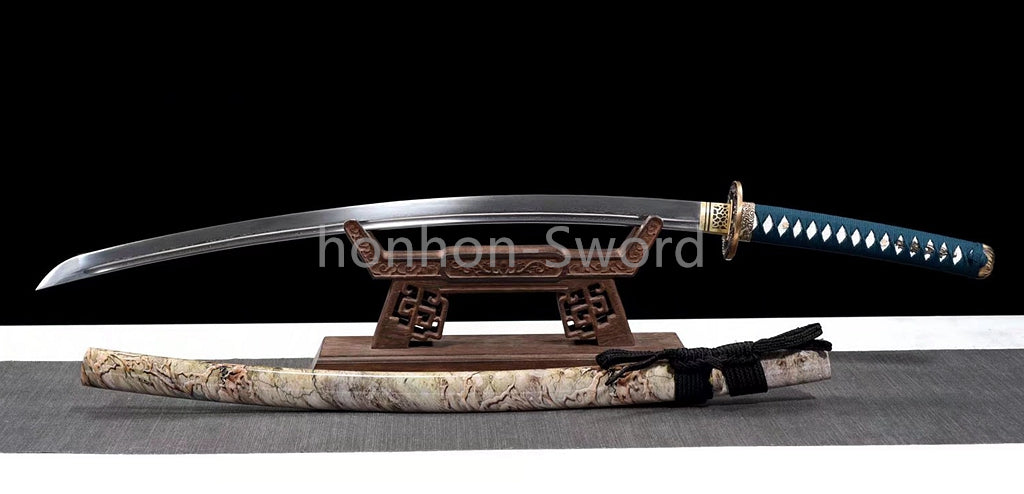 Épée de samouraï japonaise en acier plié noir, katana, lame tranchante faite à la main, noire 