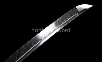 Épée de samouraï japonaise en acier plié noir, katana, lame tranchante faite à la main, noire 