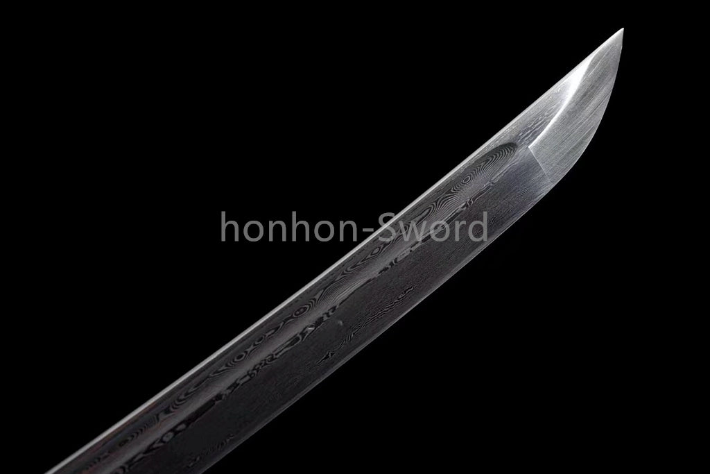 Épée de samouraï japonaise en acier plié noir, katana, lame tranchante faite à la main, noire 