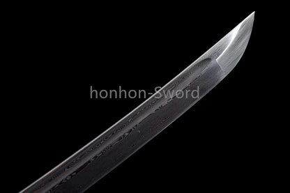 Épée de samouraï japonaise en acier plié noir, katana, lame tranchante faite à la main, noire 