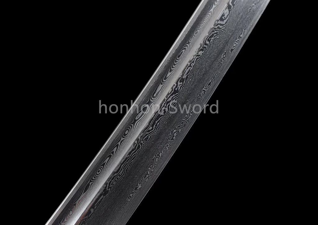 Épée de samouraï japonaise en acier plié noir, katana, lame tranchante faite à la main, noire 