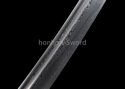 Épée de samouraï japonaise en acier plié noir, katana, lame tranchante faite à la main, noire 