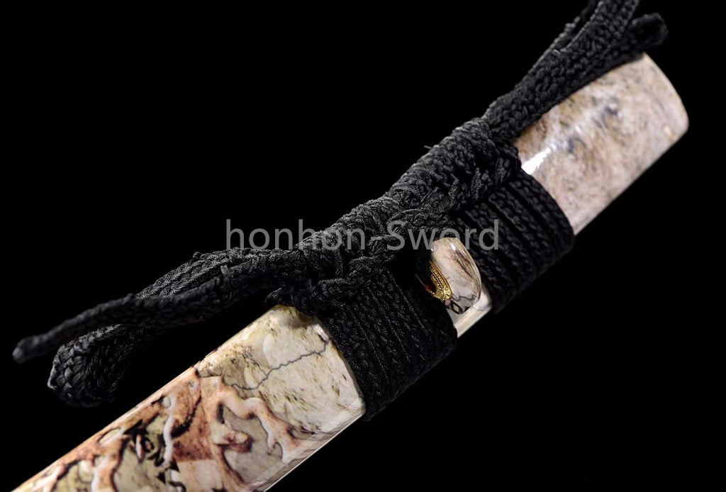 Épée de samouraï japonaise en acier plié noir, katana, lame tranchante faite à la main, noire 