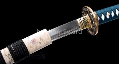 Épée de samouraï japonaise en acier plié noir, katana, lame tranchante faite à la main, noire 