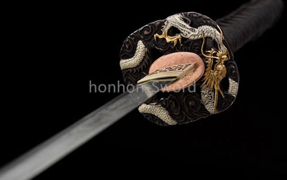 Twisted Pattern Damascus Folded Steel Katana Japanese Samurai Sword Full Tang