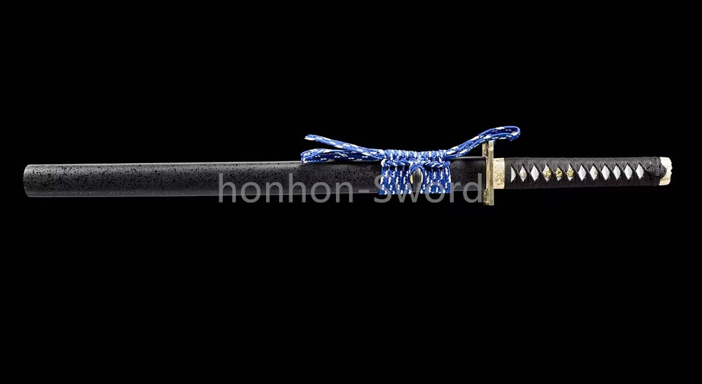 Épée de samouraï japonaise en acier plié noir, katana, lame tranchante faite à la main, noire 