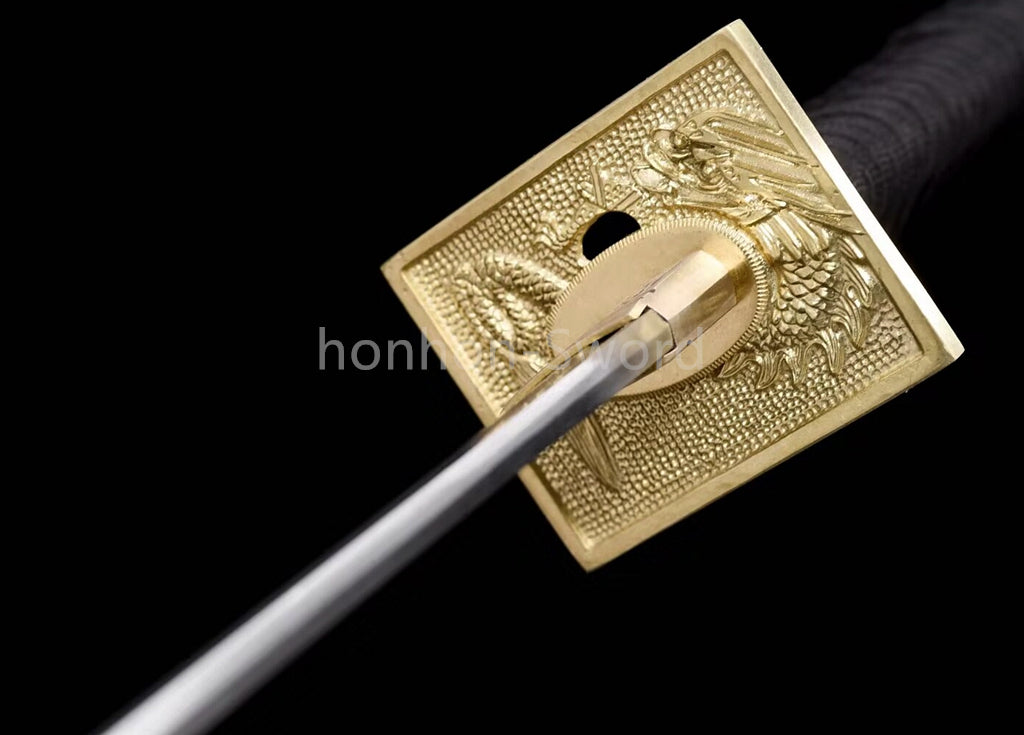Épée de samouraï japonaise en acier plié noir, katana, lame tranchante faite à la main, noire 