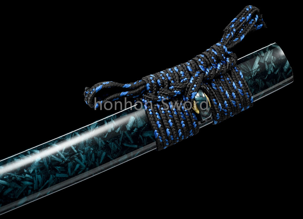 Épée de samouraï japonaise en acier plié noir, katana, lame tranchante faite à la main, noire 