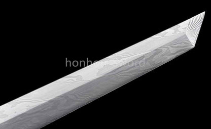 Épée de samouraï japonaise en acier plié noir, katana, lame tranchante faite à la main, noire 
