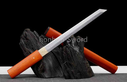 Épée de samouraï japonaise en acier plié noir, katana, lame tranchante faite à la main, noire 