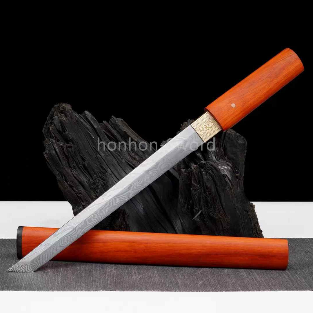 Épée de samouraï japonaise en acier plié noir, katana, lame tranchante faite à la main, noire 