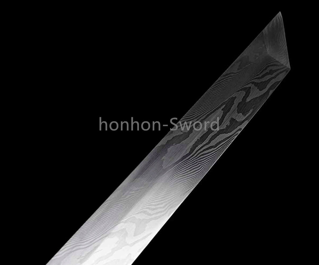 Épée de samouraï japonaise en acier plié noir, katana, lame tranchante faite à la main, noire 