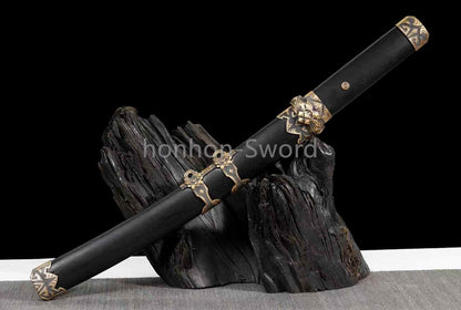 12" Damascus Folded Steel Japanese Tanto UNOKUBI-ZUKURI Samurai Sword Real Sharp